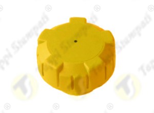 P3 yellow ventilated tank cap in plastic material, threaded, passage diameter 32 mm